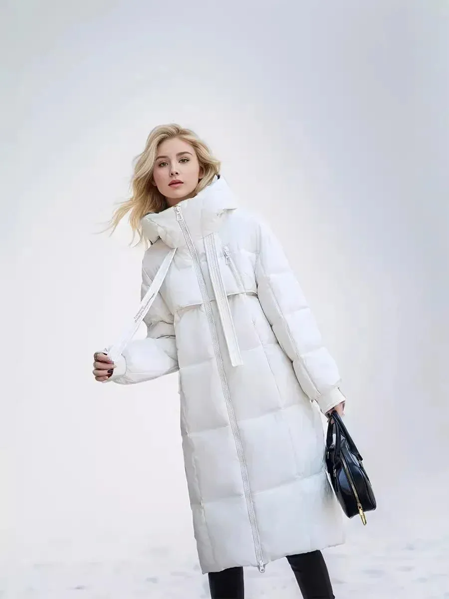 Frauen Parkas 2024 Herbst Winter Daunen Baumwoll jacken gepolstert verdickt Overknee locker lässig lange warme Taschen Mantel Schnee mantel