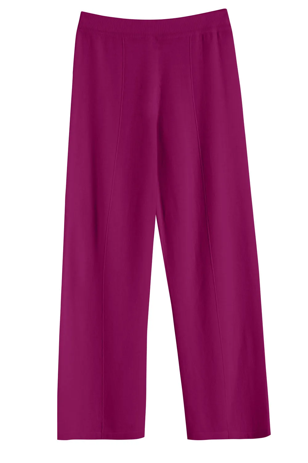 Grape Wool-Cashmere Wide-Leg Track Pants
