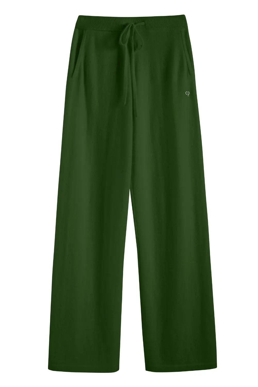Green Cashmere Wide-Leg Pants