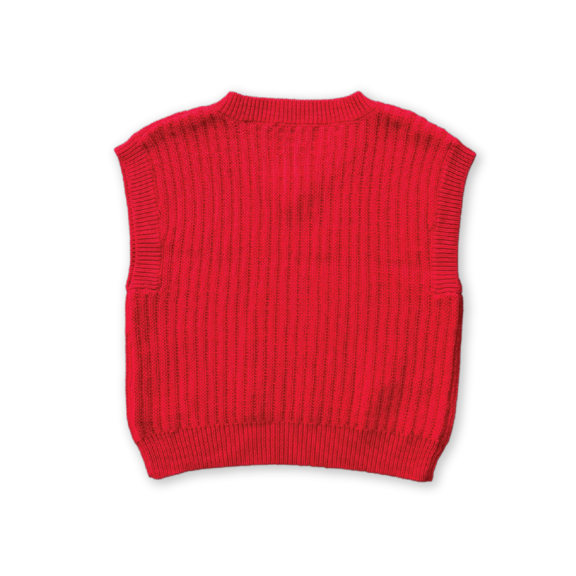 Grown Chunky Rib V-Neck Vest - Flame