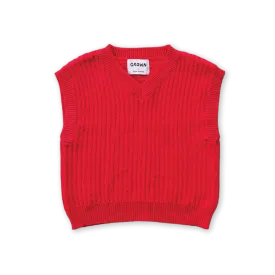 Grown Chunky Rib V-Neck Vest - Flame