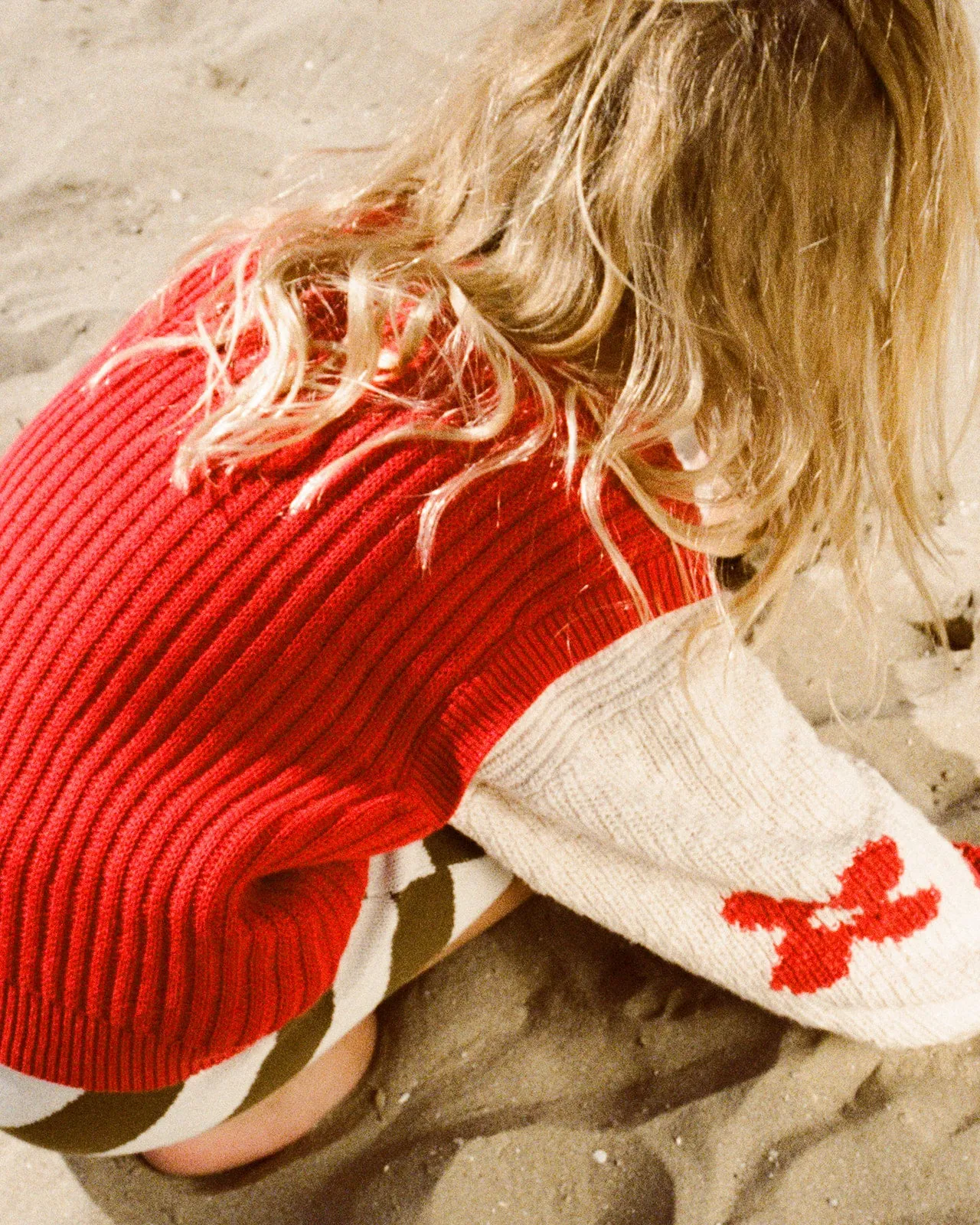 Grown Chunky Rib V-Neck Vest - Flame