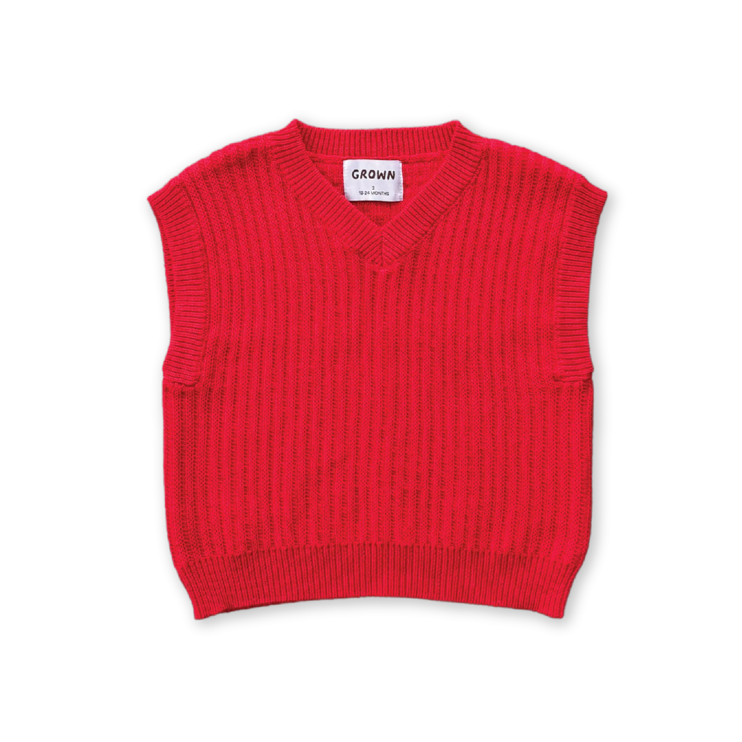 Grown Chunky Rib V-Neck Vest - Flame