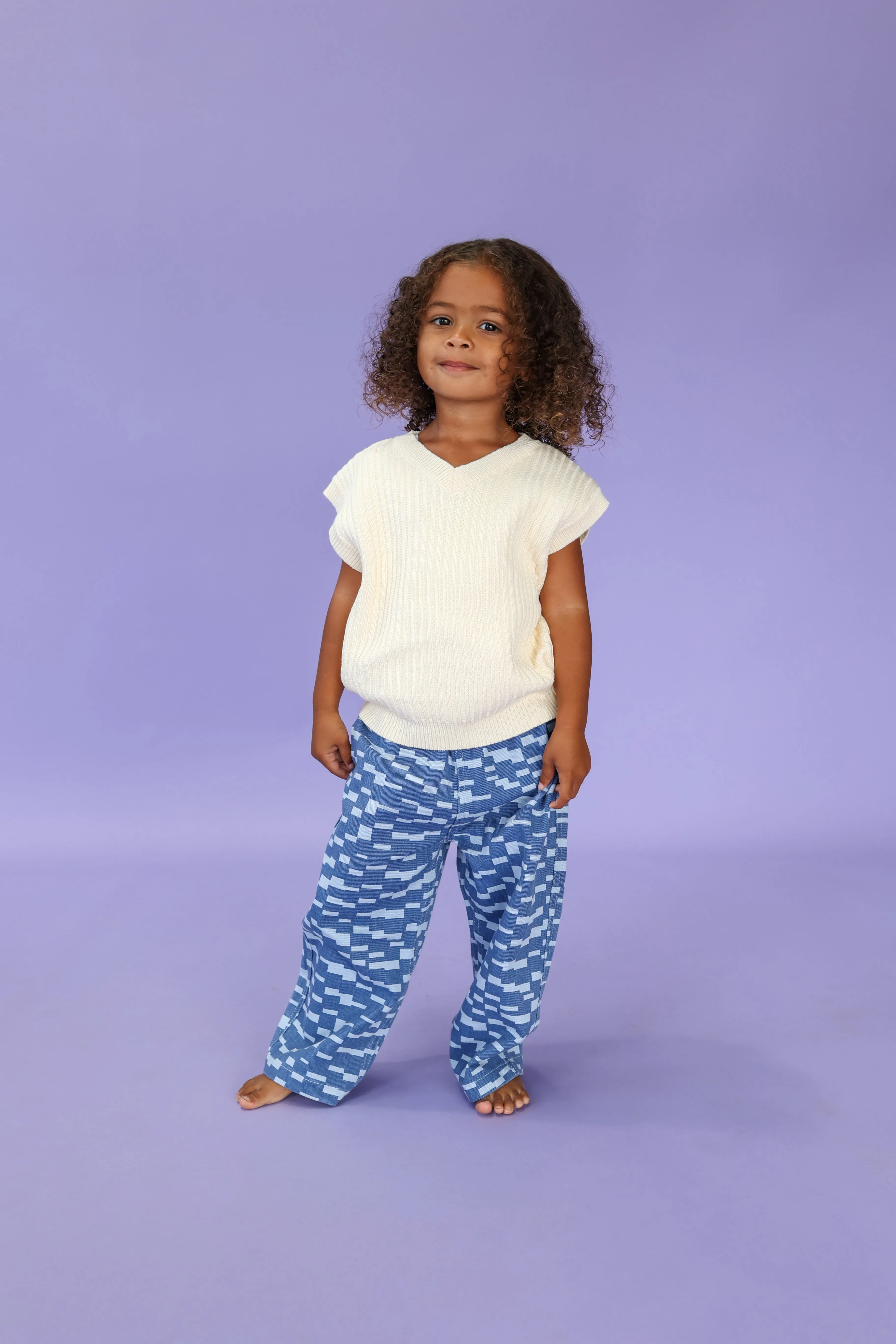 Grown Chunky Rib V-Neck Vest - Milk
