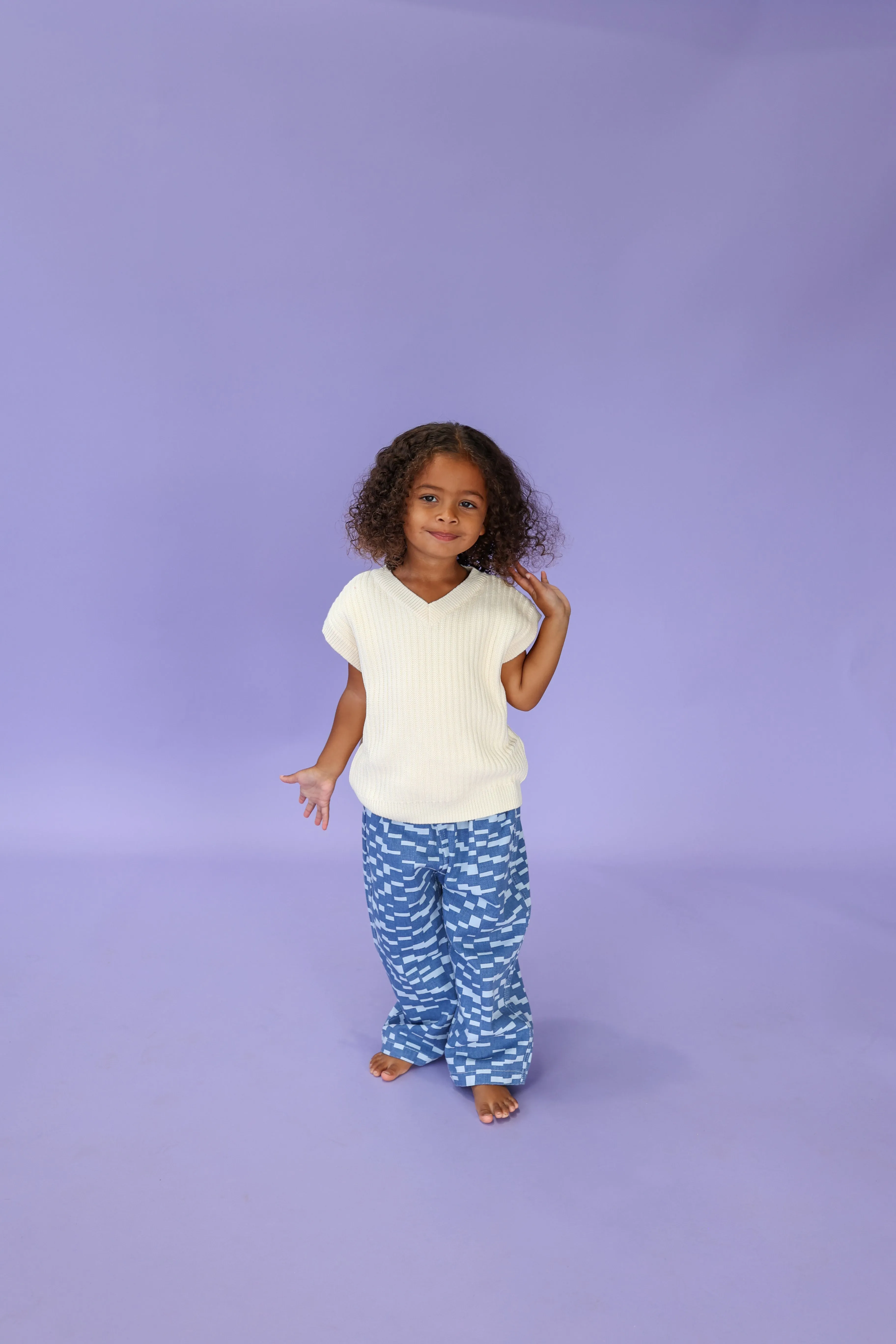 Grown Chunky Rib V-Neck Vest - Milk