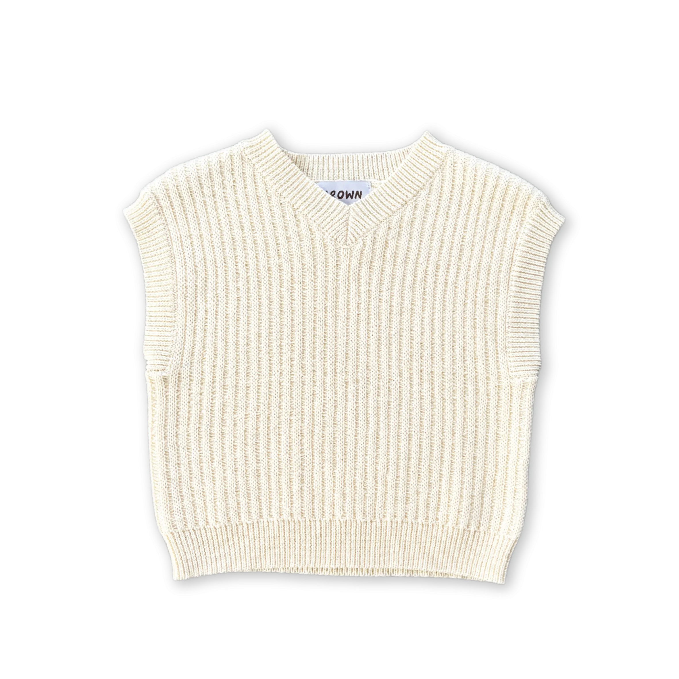 Grown Chunky Rib V-Neck Vest - Milk