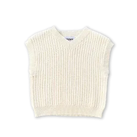 Grown Chunky Rib V-Neck Vest - Milk
