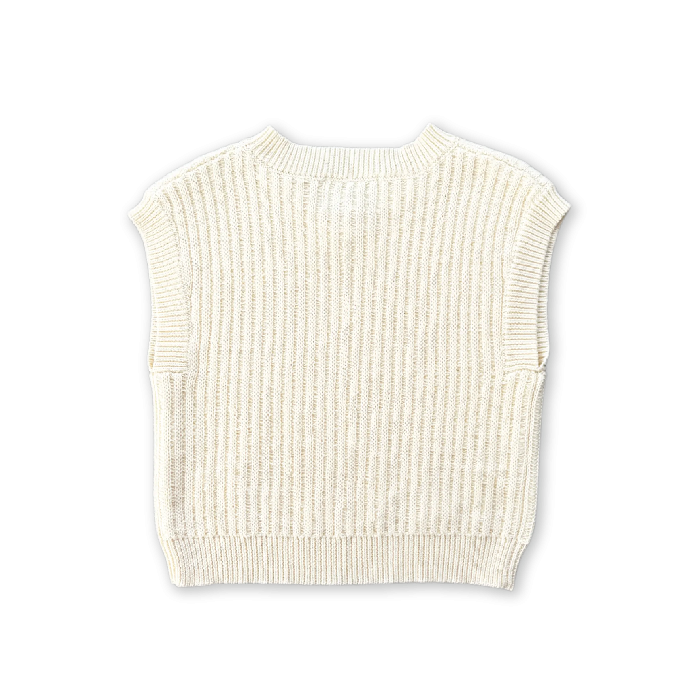 Grown Chunky Rib V-Neck Vest - Milk