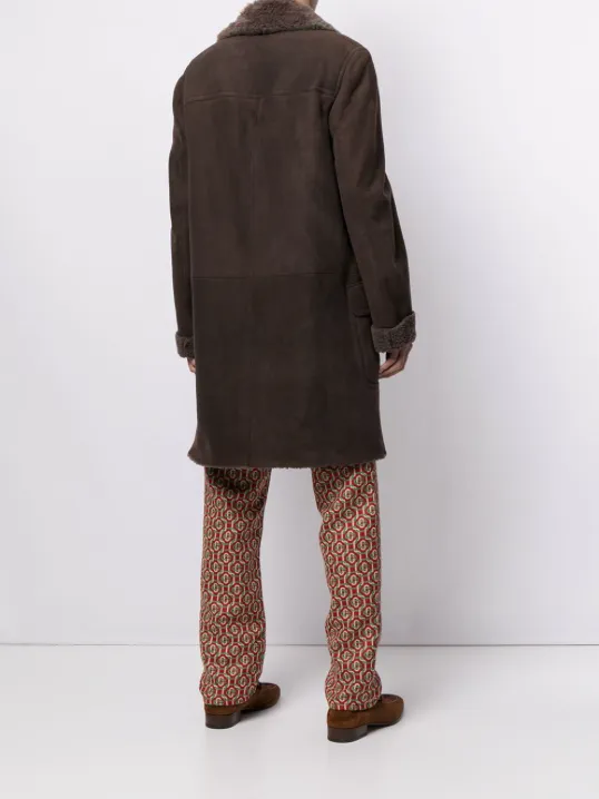 Gucci shearling trim knee-length coat