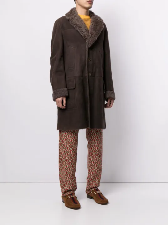 Gucci shearling trim knee-length coat