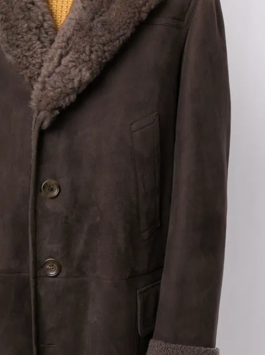 Gucci shearling trim knee-length coat