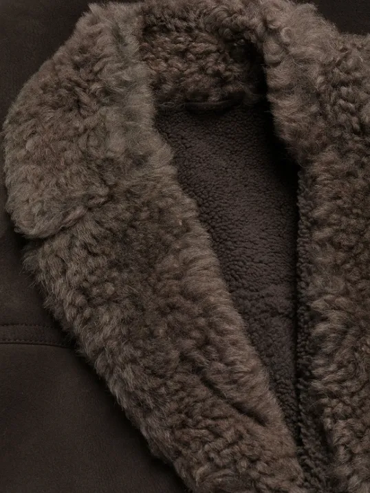 Gucci shearling trim knee-length coat