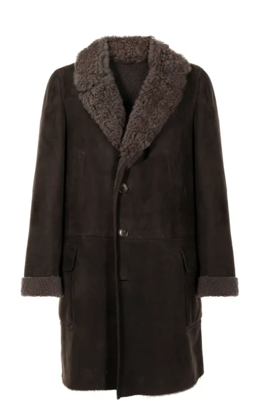 Gucci shearling trim knee-length coat