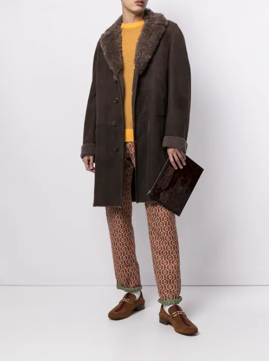 Gucci shearling trim knee-length coat