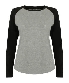 Heather Grey/Black - Kids long sleeve baseball T