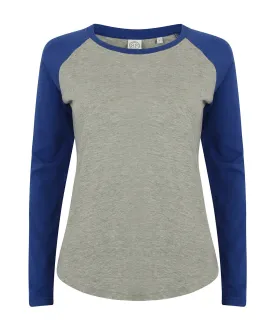 Heather Grey/Royal - Kids long sleeve baseball T