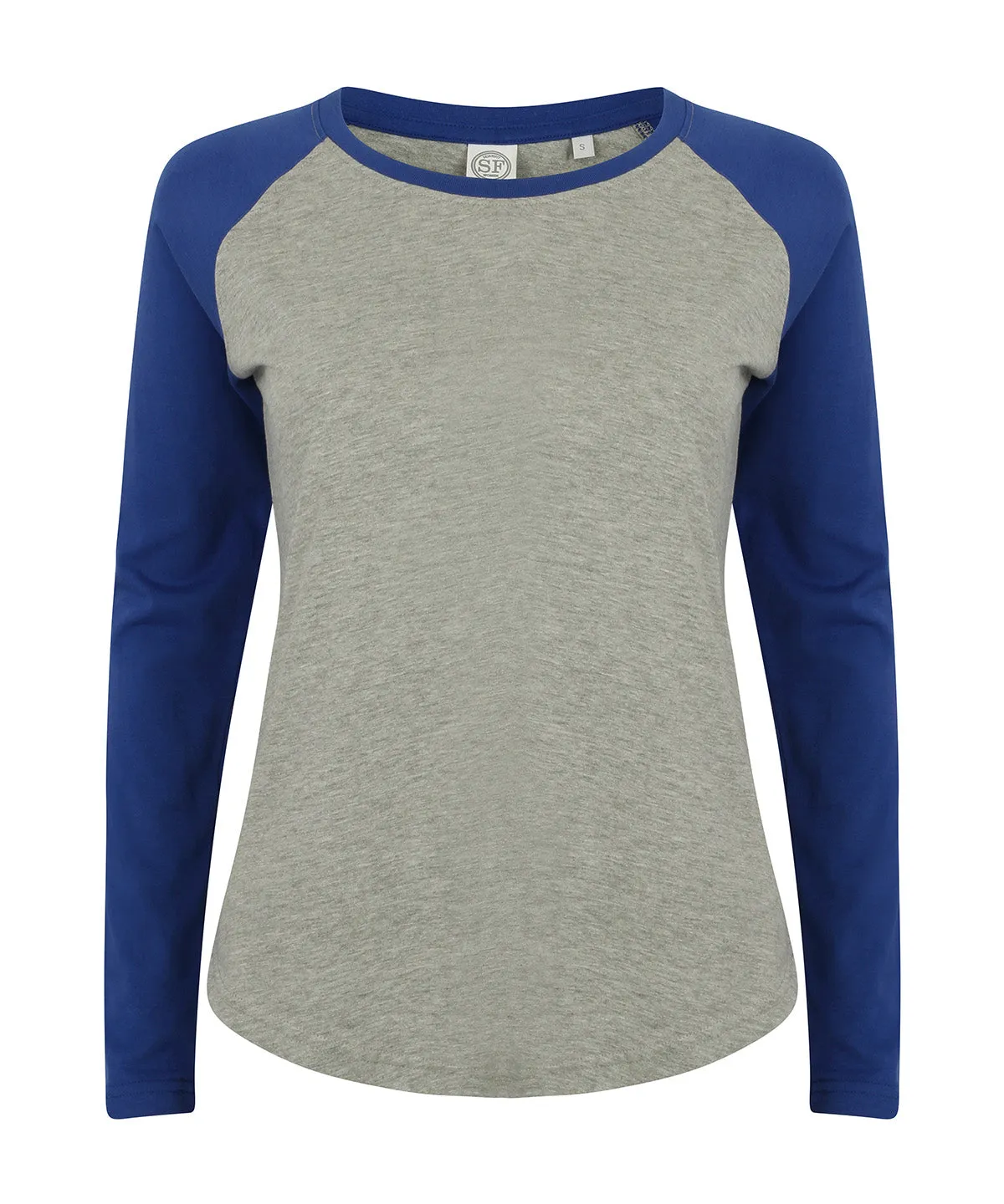 Heather Grey/Royal - Kids long sleeve baseball T
