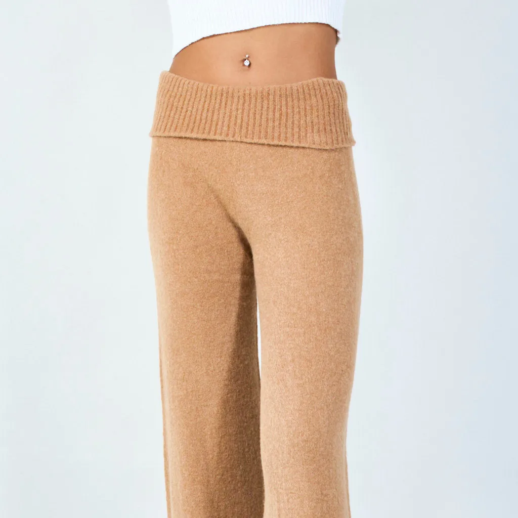 High-waisted wide-leg knit pants wholesale
