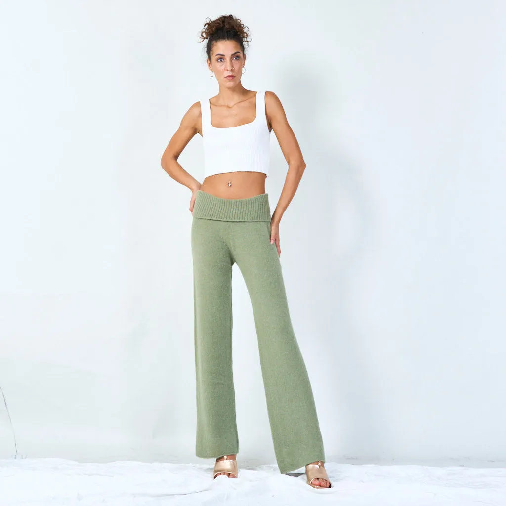 High-waisted wide-leg knit pants wholesale