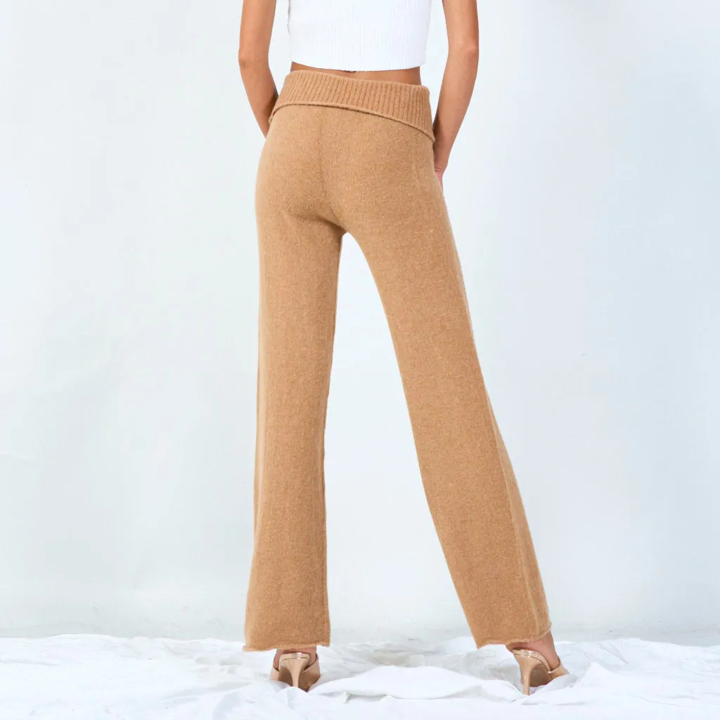 High-waisted wide-leg knit pants wholesale