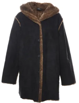 Hooded Black Coat - L