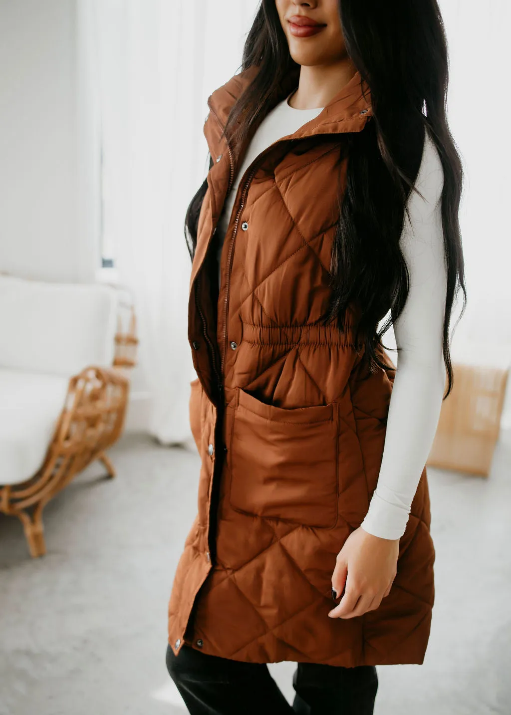 Ila Quilted Longline Puffer Vest