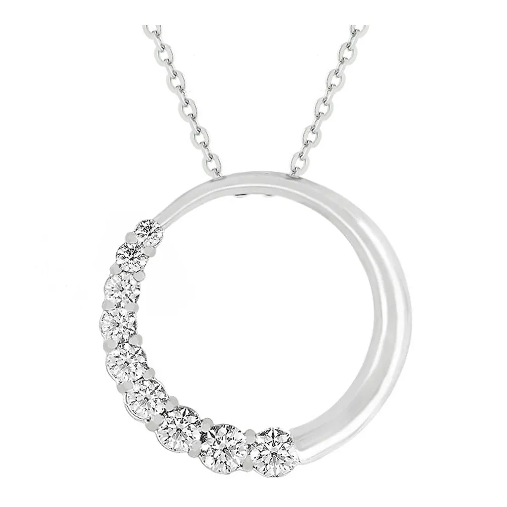 J Goodin Classic Wedding Anniversary Style Graduated Cubic Zirconia Circle Pendant For Women
