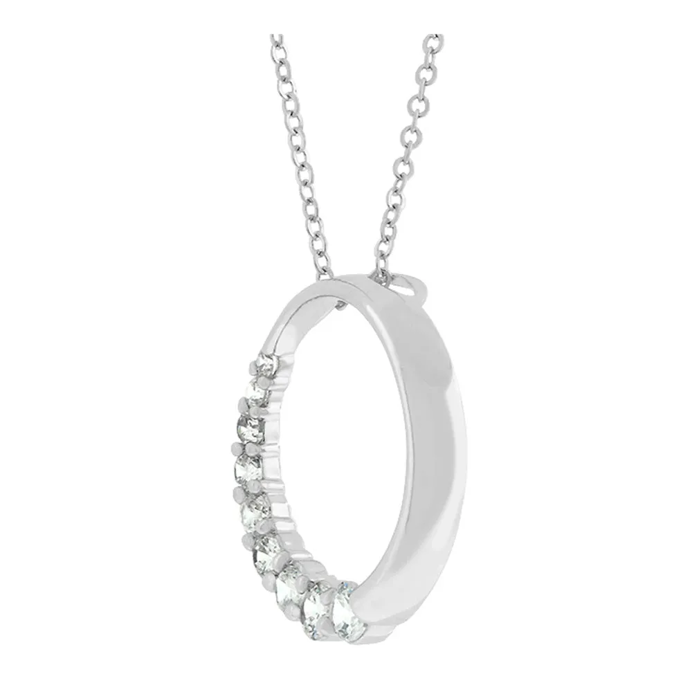 J Goodin Classic Wedding Anniversary Style Graduated Cubic Zirconia Circle Pendant For Women