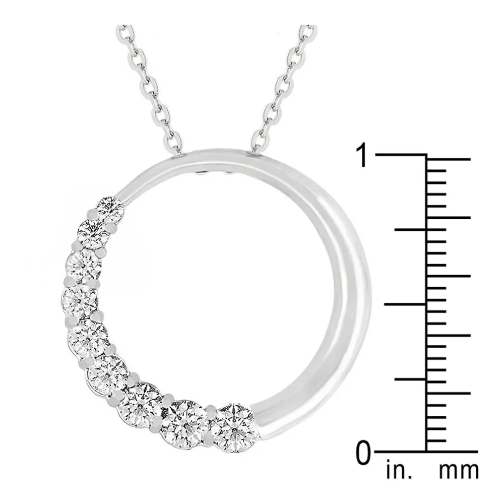 J Goodin Classic Wedding Anniversary Style Graduated Cubic Zirconia Circle Pendant For Women