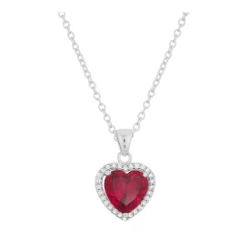 J Goodin Cubic Zirconia Classic Style Garnet Red Heart Pendant For Women
