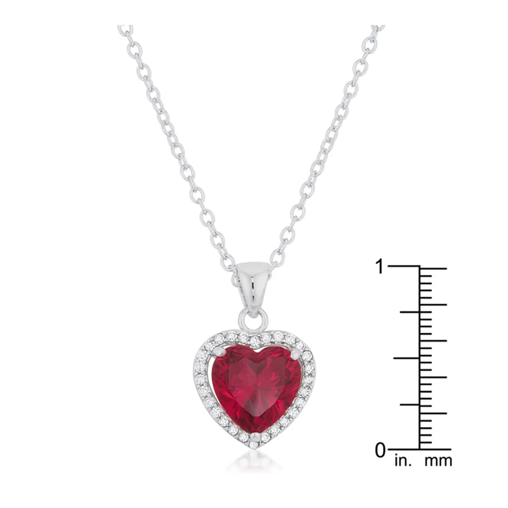 J Goodin Cubic Zirconia Classic Style Garnet Red Heart Pendant For Women