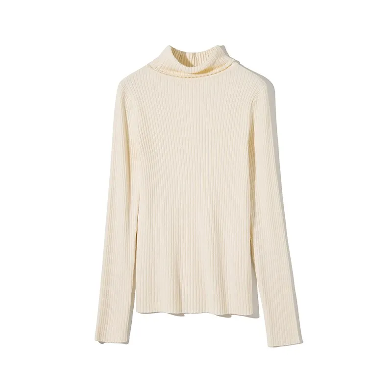 Joskaa Christmas Gift WOTWOY Basic Knitted Turtleneck Sweaters Women Autumn Winter Slim Fit Bottoming Pullovers Women Solid Cotton Knitwear Female