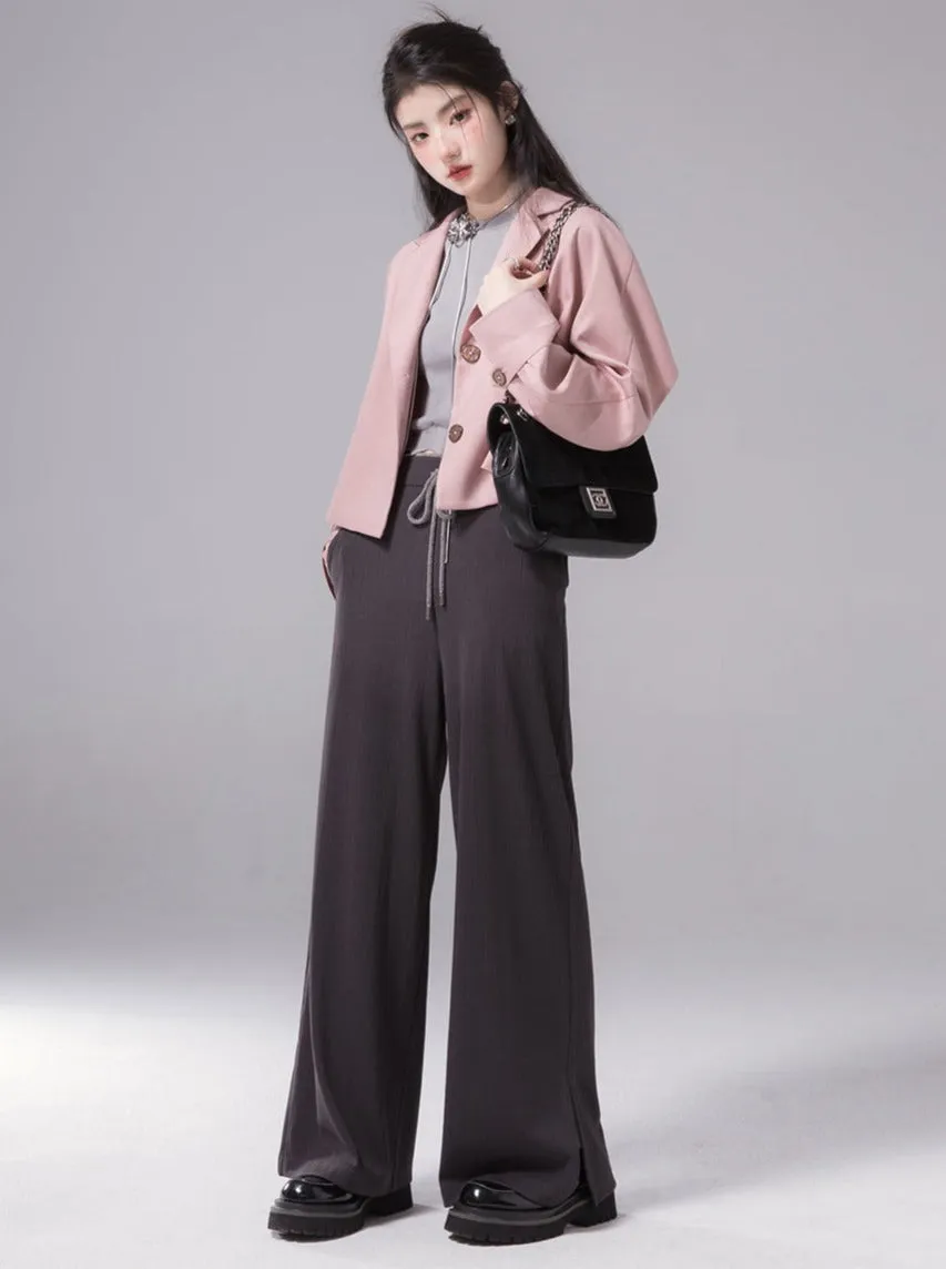 Knitted Stretch Wide-Leg Pants