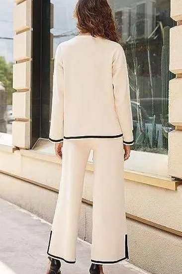knitted sweater wide-leg pants casual suit