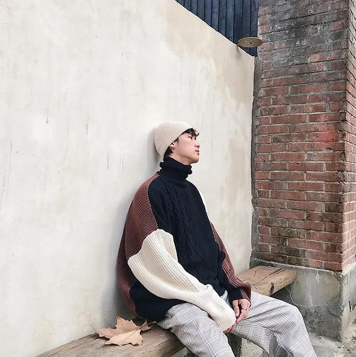 [Korean Style] Coarse Woolen Turtleneck Sweater