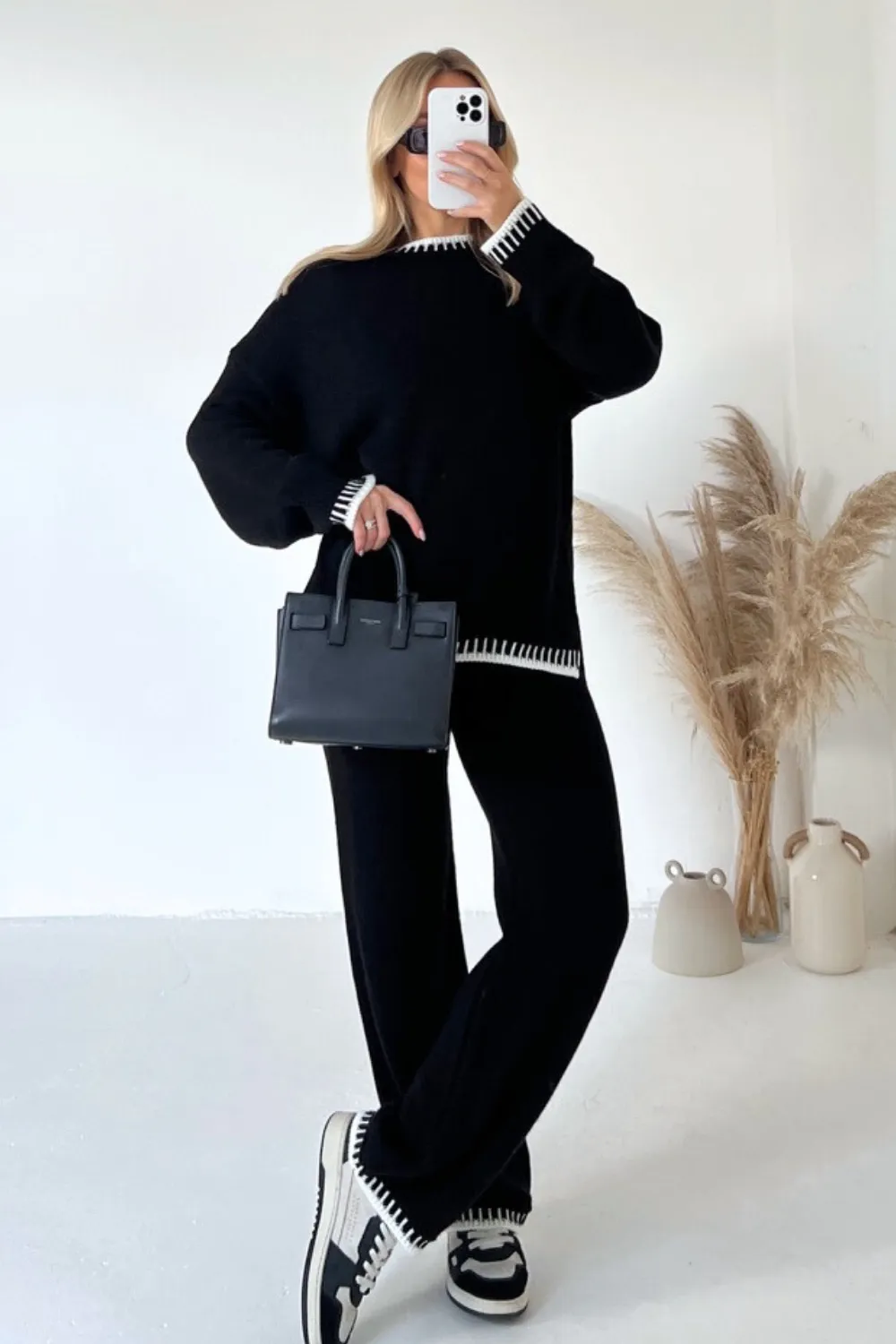 Lavinia black knitted jumper and trousers