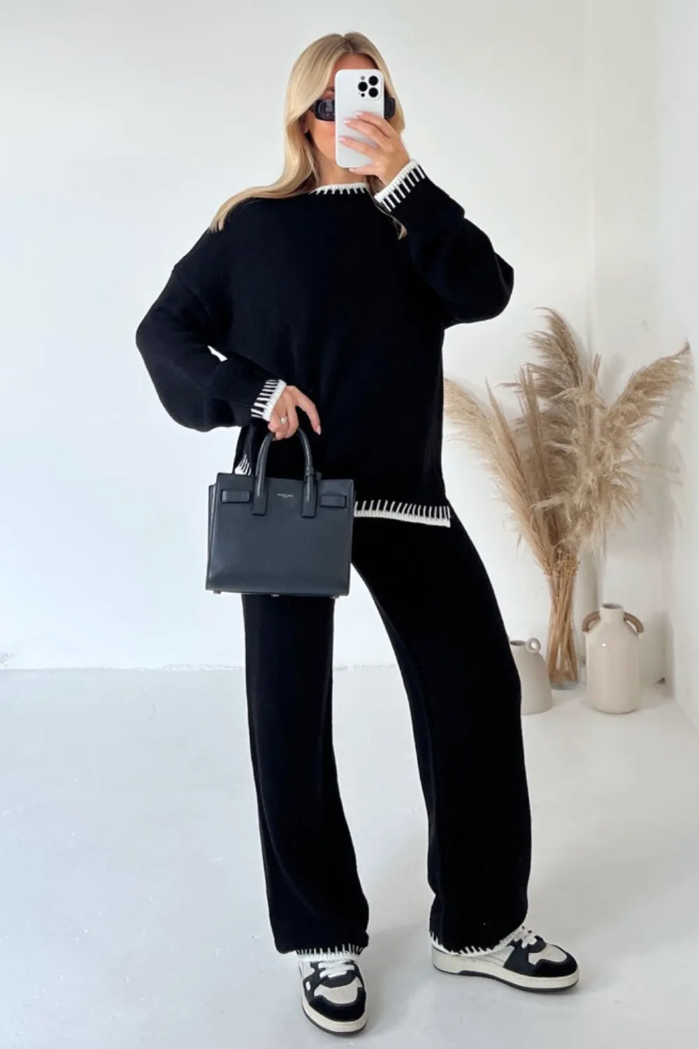 Lavinia black knitted jumper and trousers