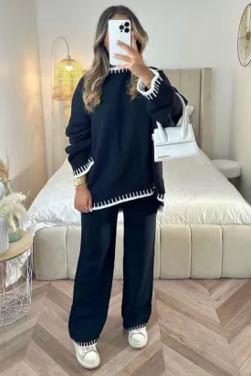 Lavinia black knitted jumper and trousers