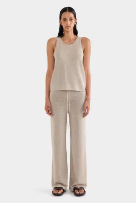 Linen Knitted Pant - Taupe