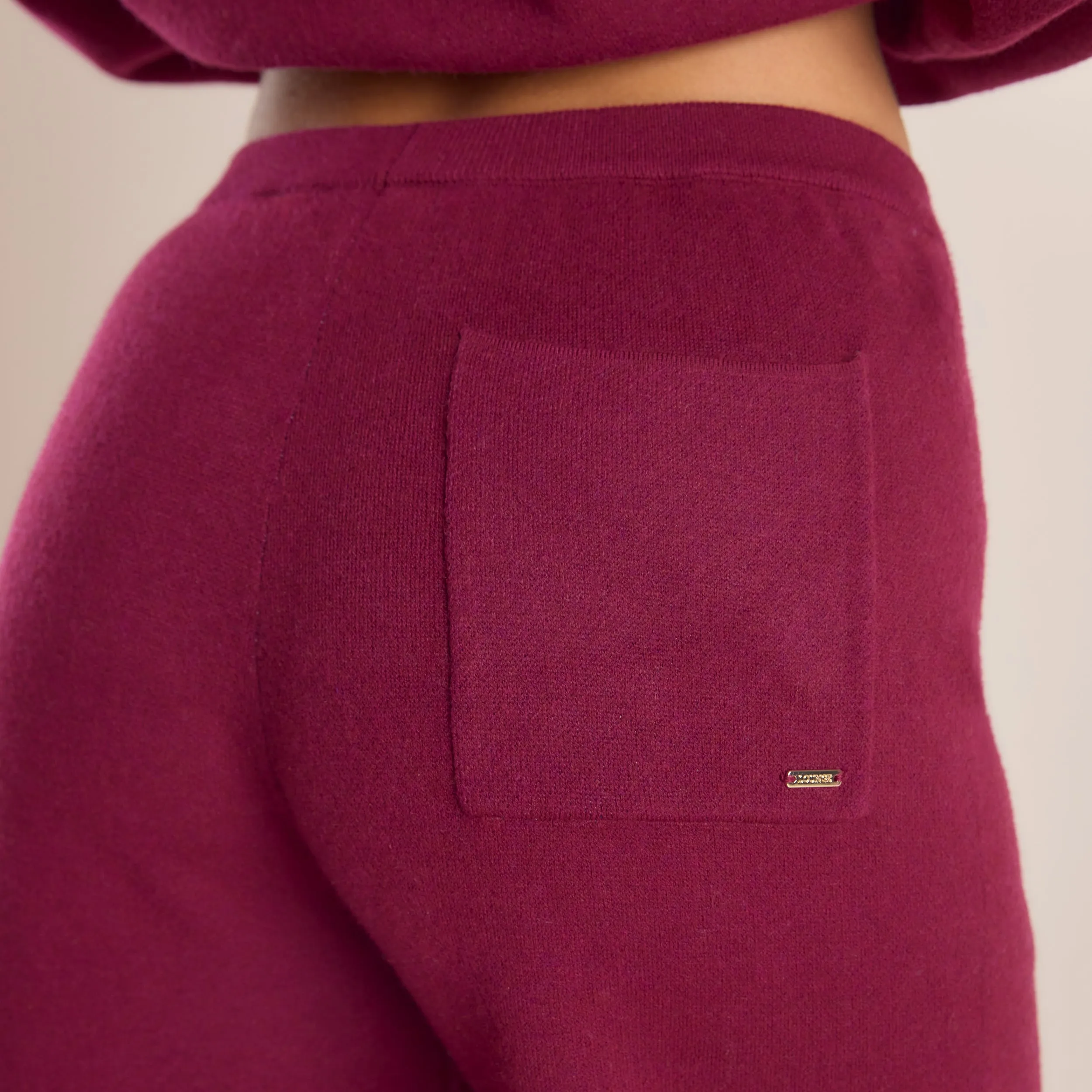 Logo Knitted Pants - Burgundy