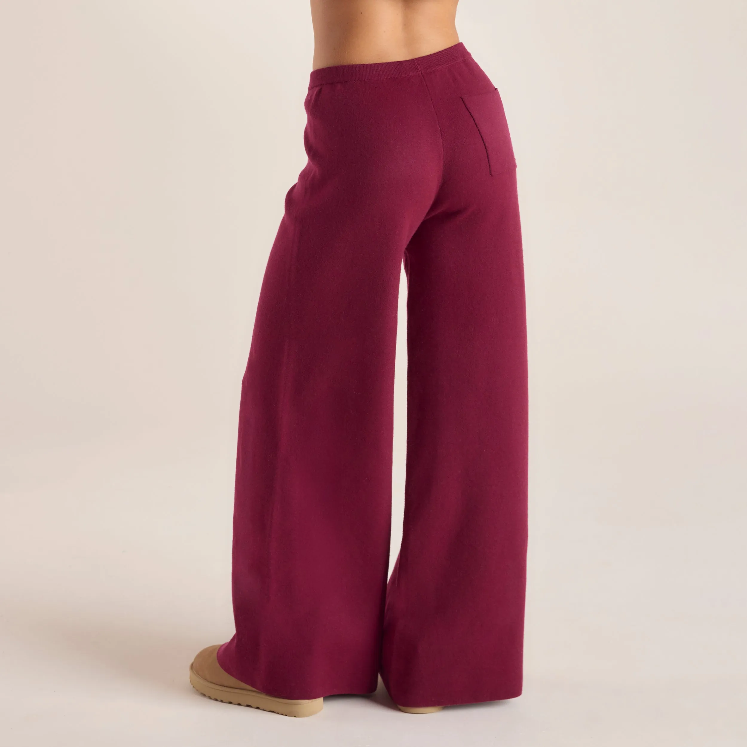 Logo Knitted Pants - Burgundy