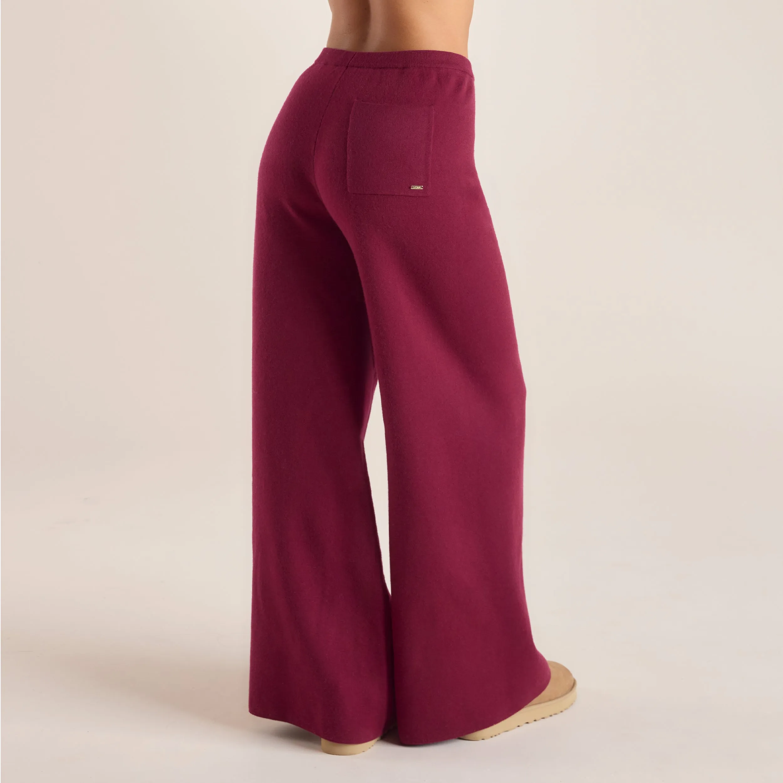 Logo Knitted Pants - Burgundy
