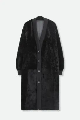LONG ITALIAN SHEARLING BUTTON COAT