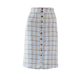 Luxe Plaid Tweed Pencil Skirt