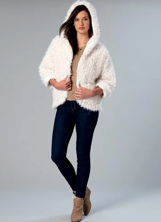 M7511 Misses' Open-Front Jackets with Shawl Collar and Hood