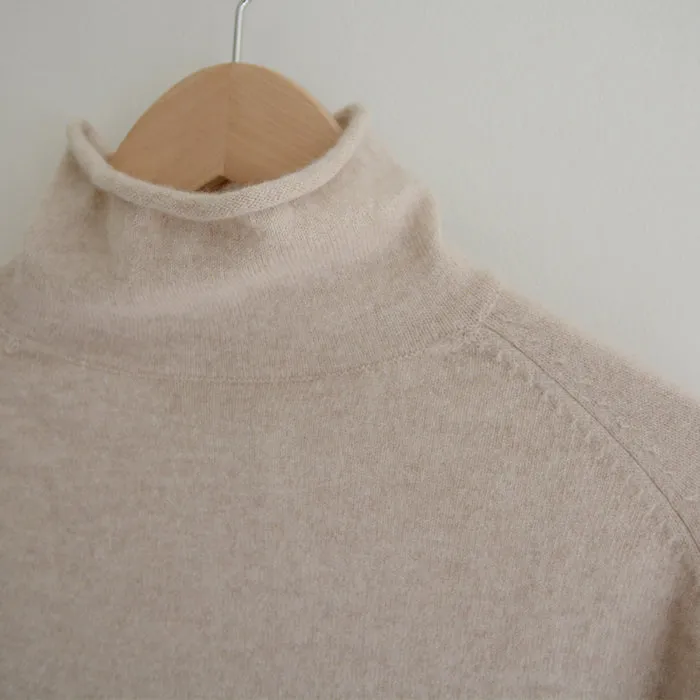Makié Woman Cashmere High Neck Sweater Nude Cream