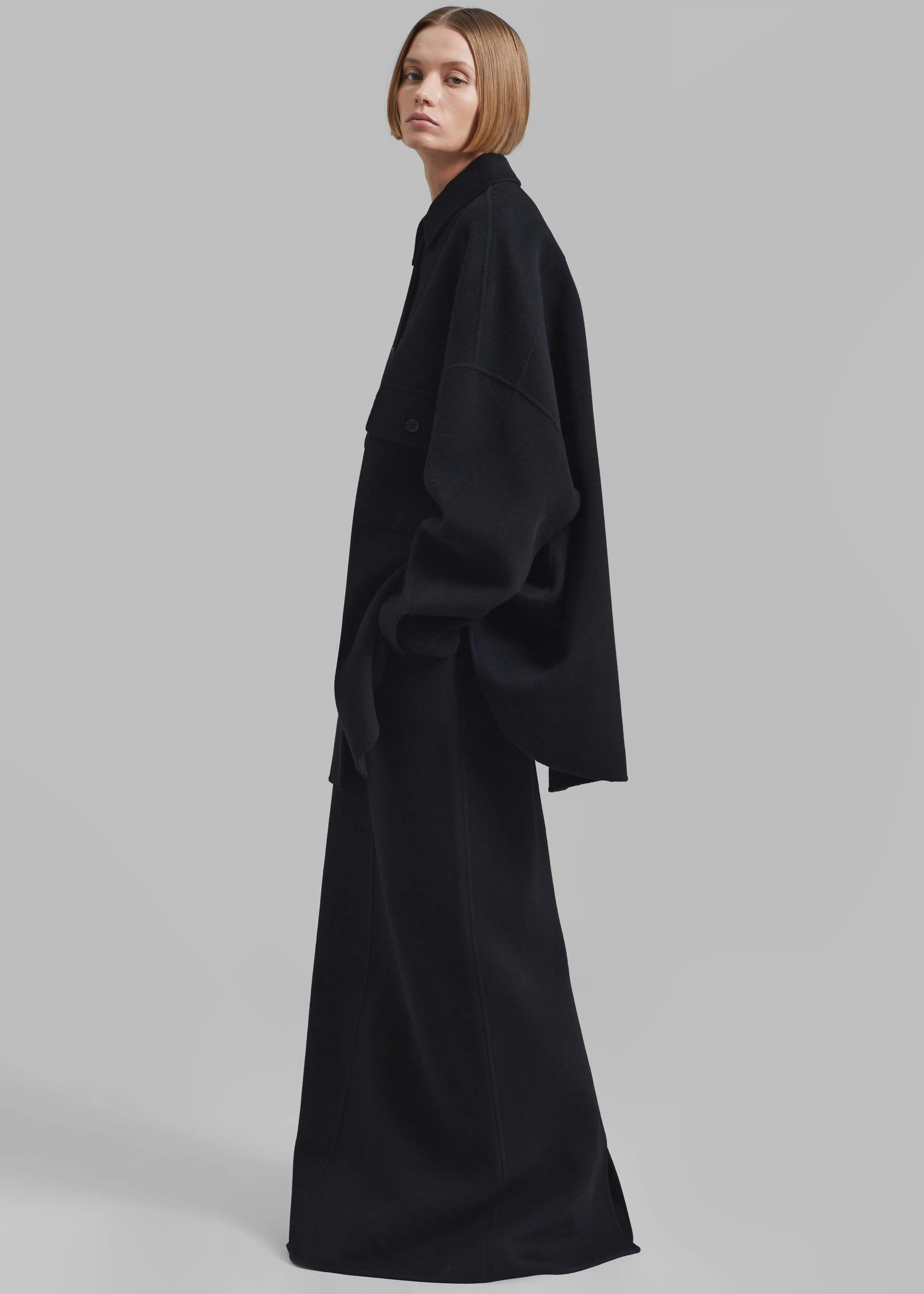Malvo Long Wool Pencil Skirt - Black