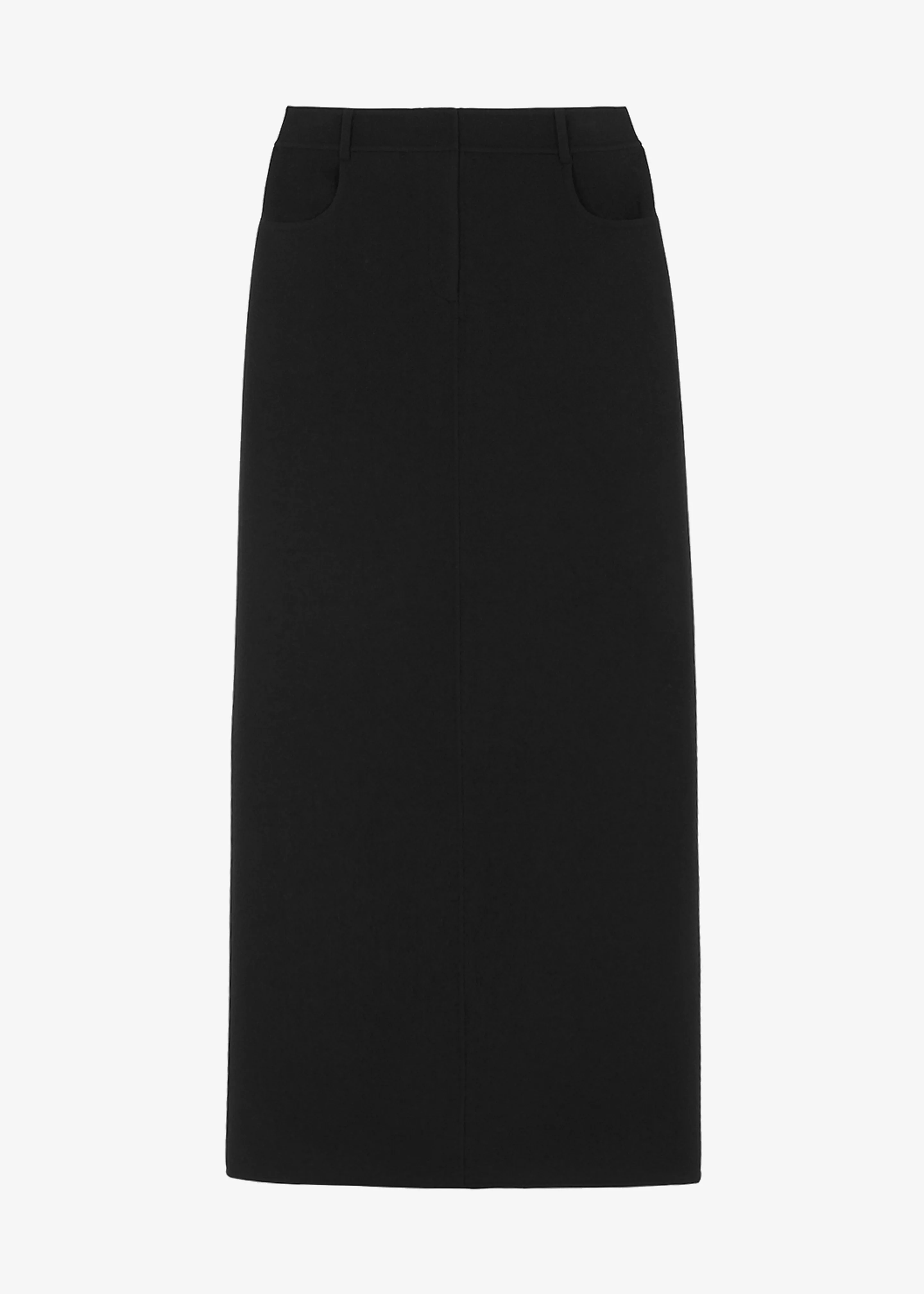 Malvo Long Wool Pencil Skirt - Black
