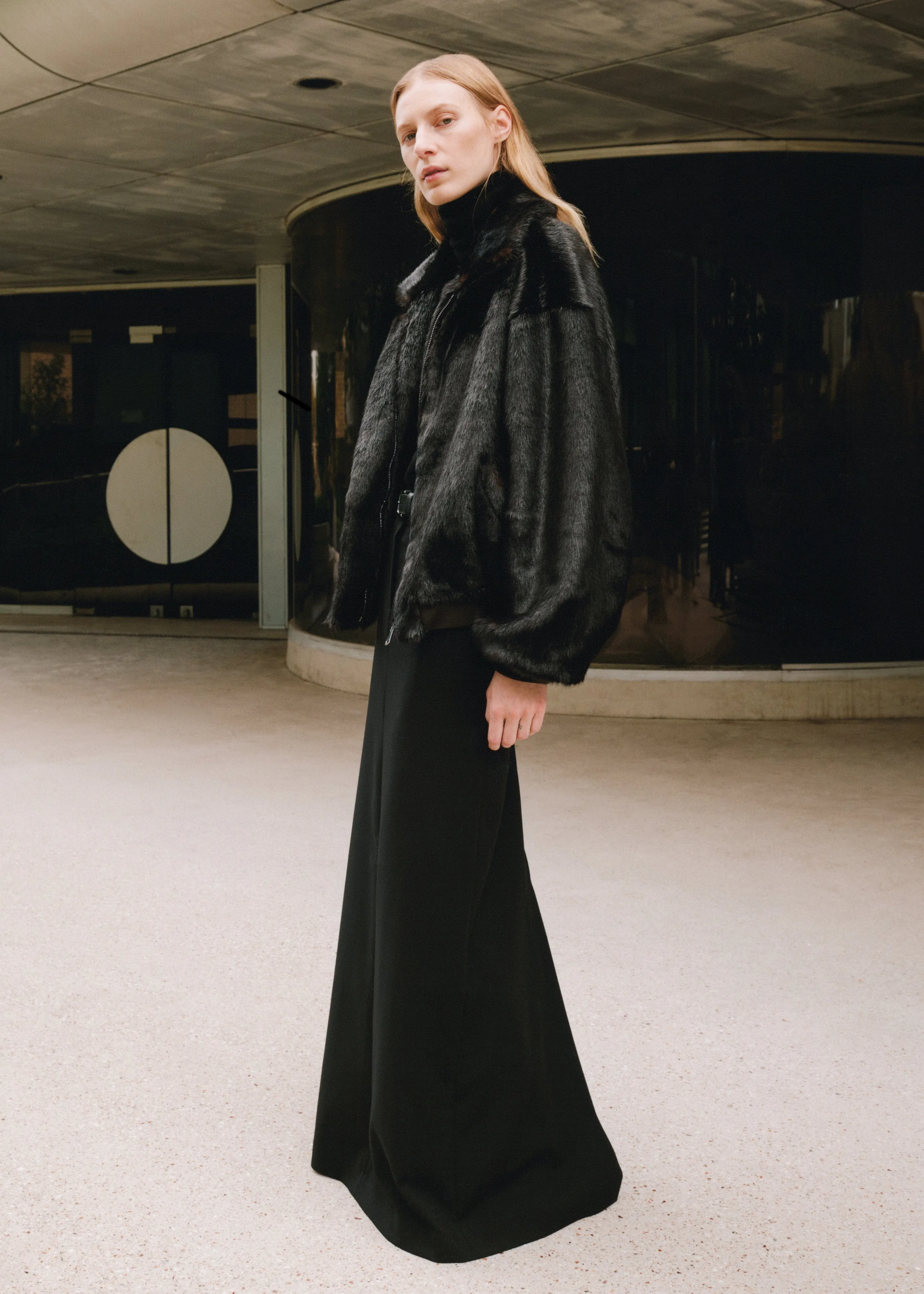 Malvo Long Wool Pencil Skirt - Black