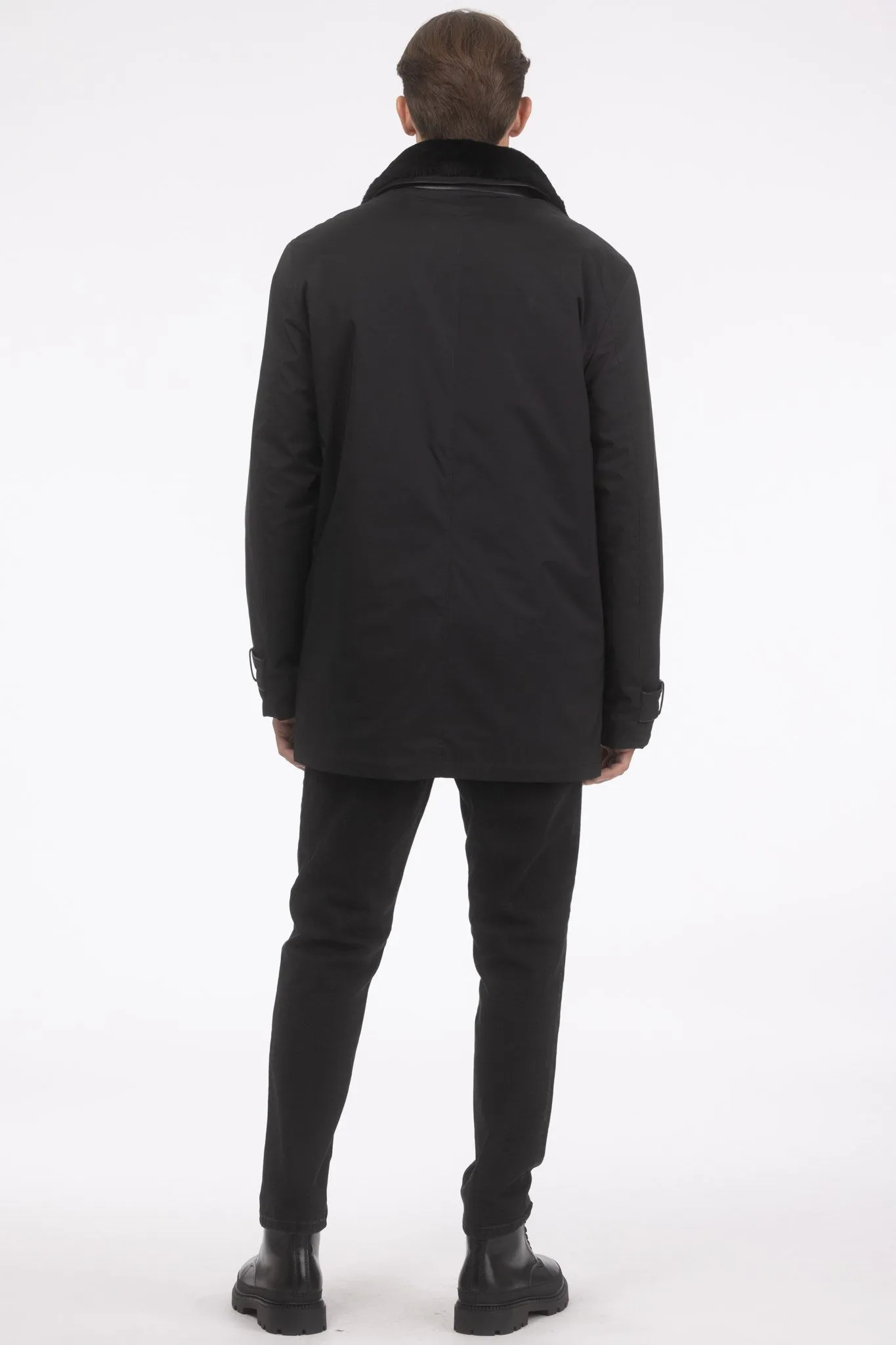 Men's Coat with Detachable Select Shearling Lamb Lining and Collar